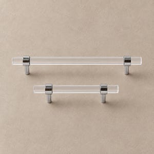 Clear Acrylic Cabinet Pulls and T-Knobs with Chrome Brass Posts