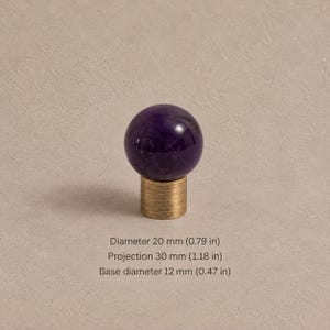 真鍮製キャビネットノブ（石のアクセント付き）、アンティーク真鍮 Purple — 0.79 in / 2.0 cm