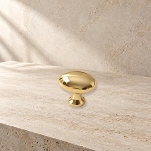 Solid Brass Hammered Oval Cabinet Knobs, Polished Brass or Chrome image 2