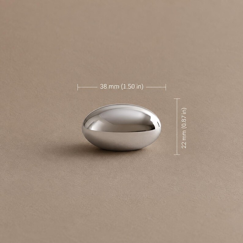 Solid Brass Hammered Oval Cabinet Knobs, Polished Brass or Chrome 2103 — 1.50 in / 38 mm — Chrome Brass