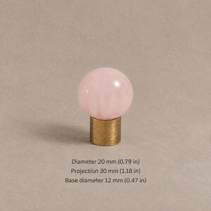 真鍮製キャビネットノブ（石のアクセント付き）、アンティーク真鍮 Pink — 0.79 in / 2.0 cm