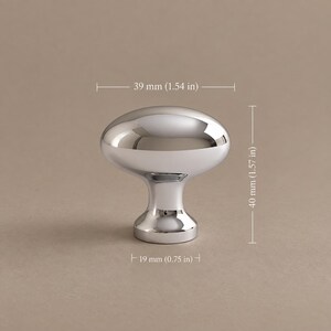 Solid Brass Hammered Oval Cabinet Knobs, Polished Brass or Chrome 1283 — 1.54 in / 39 mm — Chrome Brass