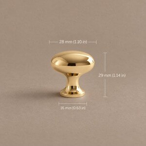 Solid Brass Hammered Oval Cabinet Knobs, Polished Brass or Chrome 1283 — 1.10 in / 28 mm — Polished Brass