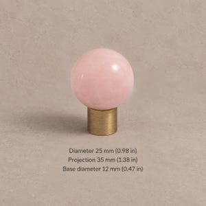 真鍮製キャビネットノブ（石のアクセント付き）、アンティーク真鍮 Pink — 0.98 in / 2.5 cm