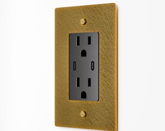 Couvercle de sortie | Prise USB-C | Charge intégrée | Laiton massif vieilli