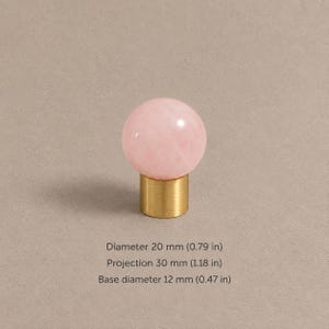 Massive Messing-Schrankknöpfe mit Steinelementen, gebürstetes Messing Pink — 0.79 in / 2.0 cm