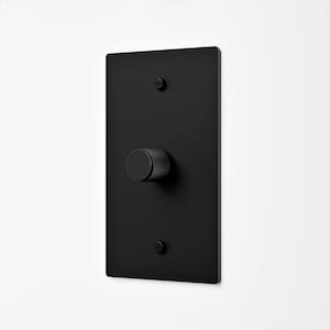 Rotationsdimmer med svart brytarplatta | 1-gångs | Räfflad svart vred | Dark Academia