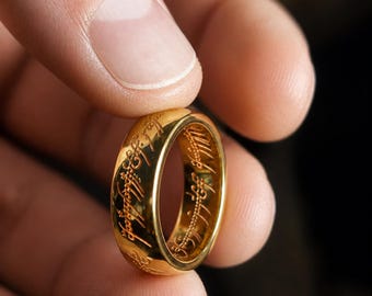 El Anillo Único - Anillo del Señor Resplandeciente - Anillo de carburo grabado