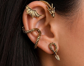 Dragon Ear Cuff Wrap, Gothic Fantasy Jewelry, No Piercing Required