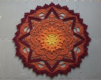 Patrón de mandala a crochet / Encaje de mesa y tapiz de pared estilo boho intrincado (PDF)