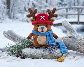 Patrón de amigurumi de reno regordete / Lindo peluche de reno navideño y decoración festiva (PDF)