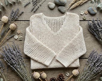Patrón de ganchillo para top "Brisa de Verano" / Camiseta bohemia vaporosa y blusa ligera (PDF)