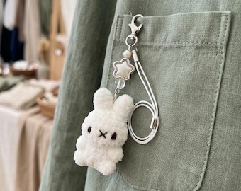 Crochet Bunny Phone Charm Pattern | Amigurumi Rabbit Accessory (PDF Download)