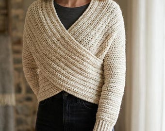 Patrón de bufanda de punto a crochet con mangas / Chal tipo envoltorio y bufanda con bolsillo (PDF)
