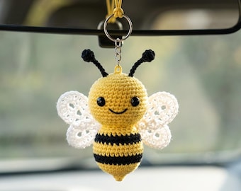 Patrón de llavero de abeja a crochet / Tutorial en PDF de amigurumi de abeja