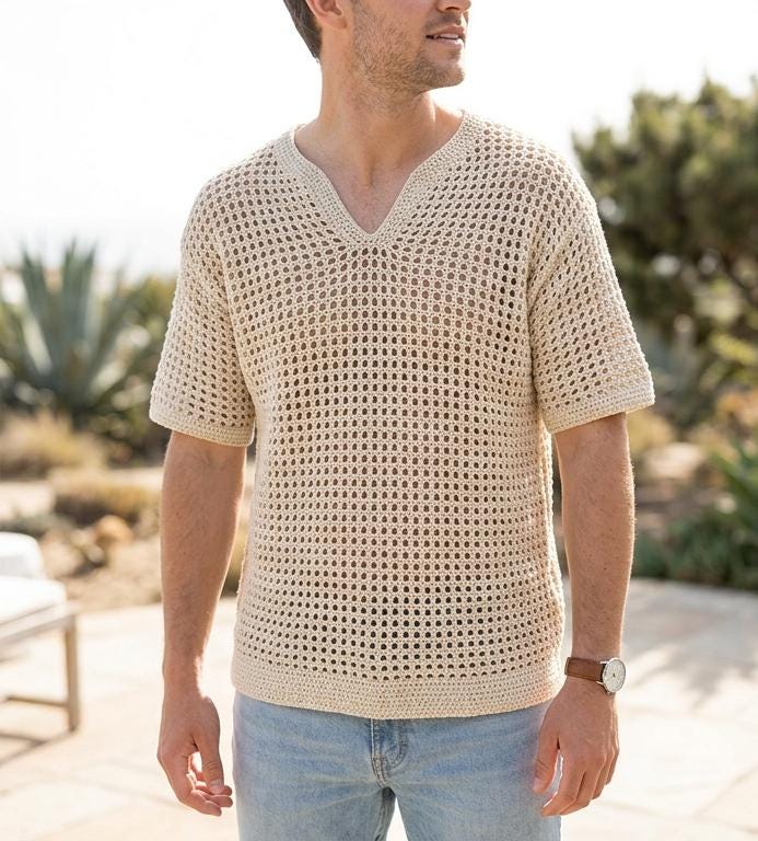 39 Crochet Sweater Patterns for Men You Can Wear Year After Year 20 Mens Summer Crochet Sweater Pattern Airy Short Sleeve
