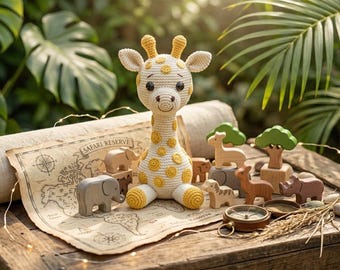 Patrón de jirafa a crochet / Lindo animalito amigurumi y decoración de safari para guardería (PDF)