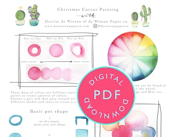 Watercolor Christmas Cactus: Painting Workbook (PDF Download)