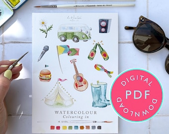 Festival Colours: A Watercolour Colouring Book of Celebration & Joy for Beginners | Digital Download Colouring Booklet