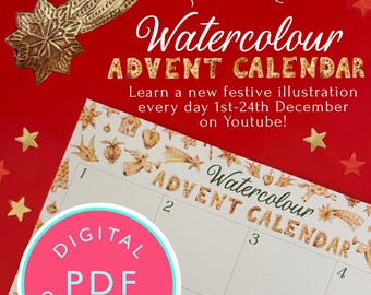 Watercolour Advent Calendar 2026: Paint Your Own (Digital Download)