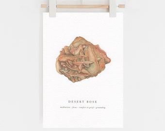 Desert Rose Crystal Print | Watercolour Desert Rose | Gift For her | Mindful Gift | Letterbox Gift |  | 1st Anniversary Gift Paper |a5