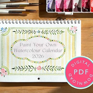 Calendario de acuarela 2026: Tutorial para pintarlo tú mismo (Descarga digital)