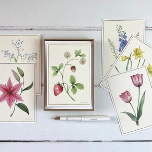 Paquete de tarjetas botánicas / Paquete múltiple de tarjetas florales / Regalo para jardineros / Tarjetas botánicas / Regalo para el día de la madre / Papel de regalo para el primer aniversario