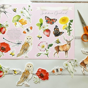 Carte de voeux personnalisée imprimable de guirlande d'été | Carte de téléchargement numérique | Cadeau artisanal | carte postale pour les amoureux de la nature | Guirlande découpée
