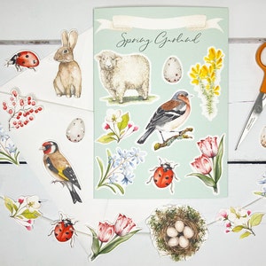 de voeux personnalisée avec guirlande de printemps | carte d'anniversaire | Cadeau artisanal | illustrée | carte postale pour les amoureux de la nature | Guirlande découpée