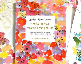 Botanical Watercolour Reverse Colouring Book by Harriet de Winton (Signed Copy)
