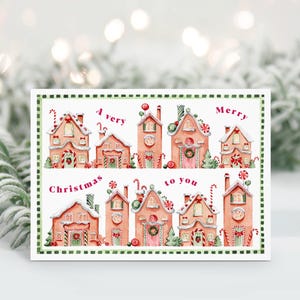 Pack of 10 Gingerbread House Christmas Cards | Gingerbread house | Watercolour Christmas card | Vintage Christmas Card | Christmas card