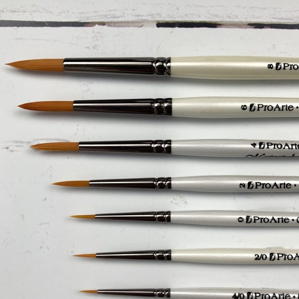 Watercolor Paintbrush set | Pro Arte Pointed Round Brush Set size 8 - 4/0. Paint like Harriet! Watercolour Brushes |  Watercolor Brush