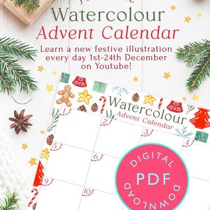 Calendario de Adviento de Acuarela 2025: ¡Pinta el tuyo! (Descarga digital)