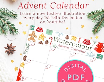 Watercolor Advent Calendar 2025: Paint Your Own (Digital Download)