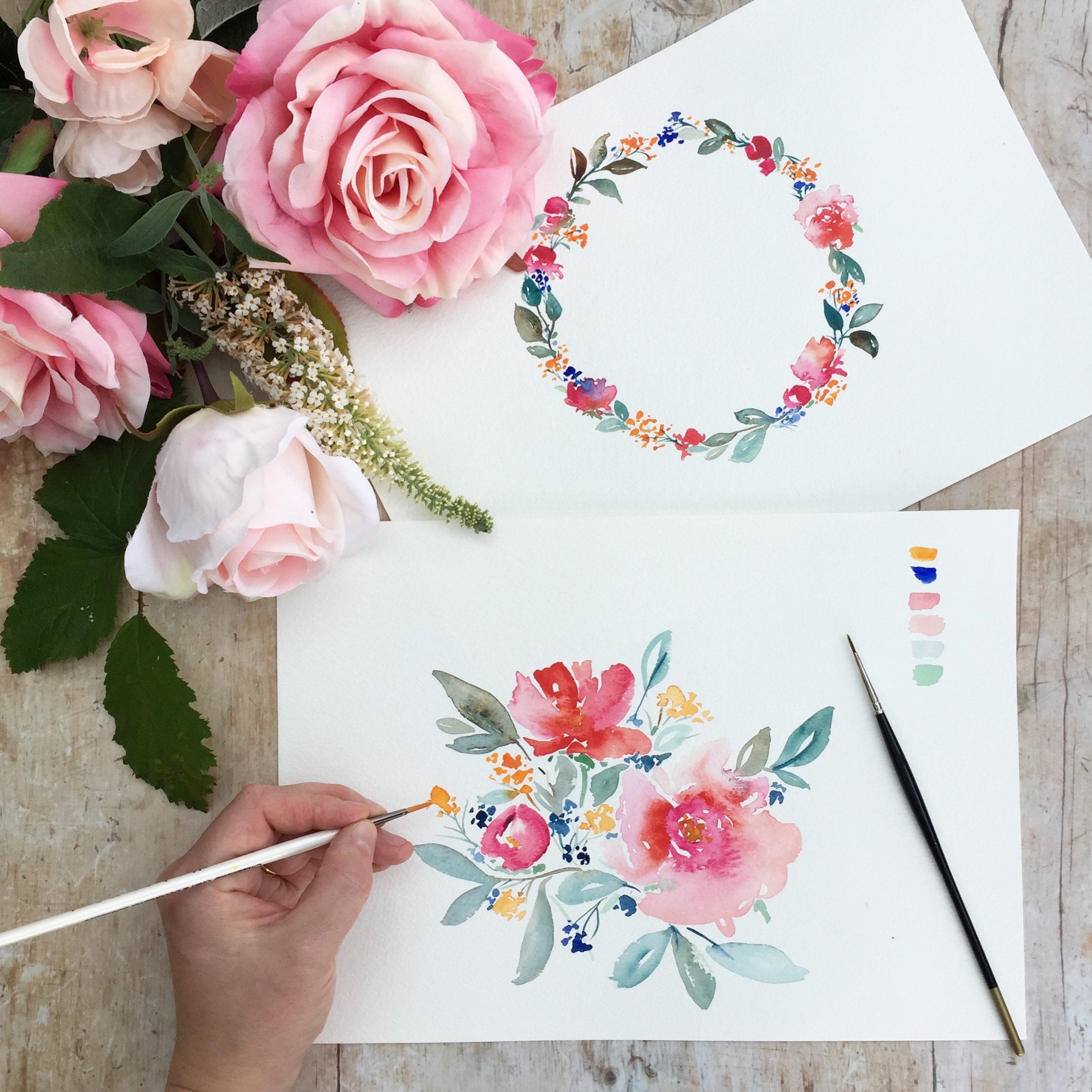 Watercolour Workbook Download How to Paint a Peony Flower Etsy UK