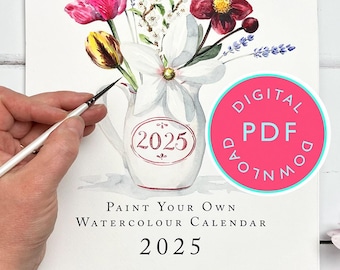 2025 Watercolor Floral Calendar Template & Tutorial (Digital Download)