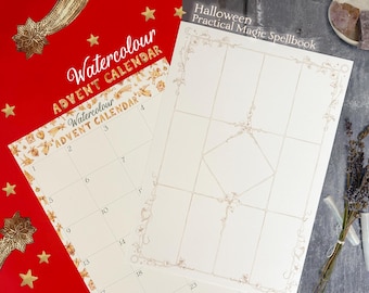 Halloween + Christmas Watercolour Advent Calendar Print Bundle | Save Money!