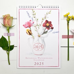 Aquarel bloemenkalender 2025 | Botanische kalender 12 maanden | A4 wandkalender | niet de verf je eigen kalender | Seizoensbloemen