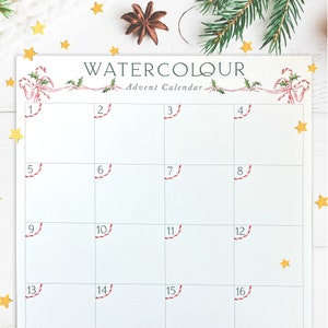 Digital Download Watercolour Advent Calendar Paint Your Own Christmas Calendar Watercolour Watercolor Advent Youtube tutorial zdjęcie 2