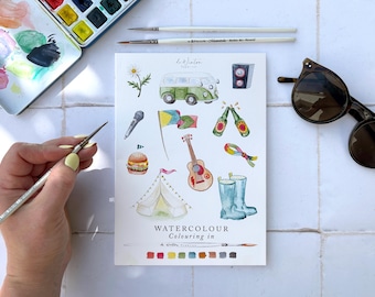 Watercolor Coloring Book: Festival Theme, Beginner-Friendly Illustrations