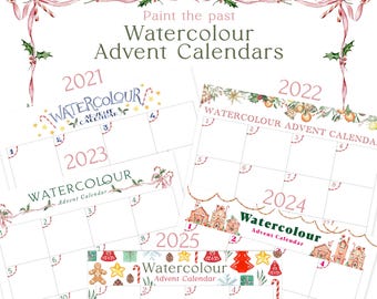 Watercolour Advent Calendar Bundle - Past Years Collection! (Digital Download)
