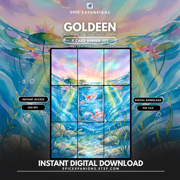 Pokemon Goldeen Extended Binder Art | Printable Card Art for 9 Pocket Binder | TCG Card Display | (Digital Download)