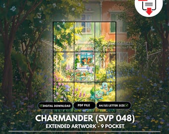 Pokemon Glumanda Binder Art | Umfangreiches Artwork für 9 Pocket Ringbuch | TKG Kartenaufsteller | (Digitaler Download)