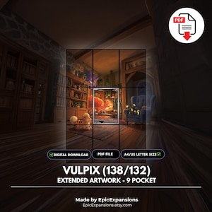 Pokémon Vulpix pärmkonst | Utökad konst för 9-ficks pärm | TCG-kortvisning | (Digital nedladdning)
