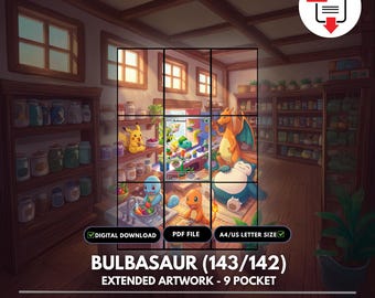Pokemon Bulbasaur Binder Art | Extended Artwork for 9 Pocket Binder | TCG Card Display | (Digital Download)