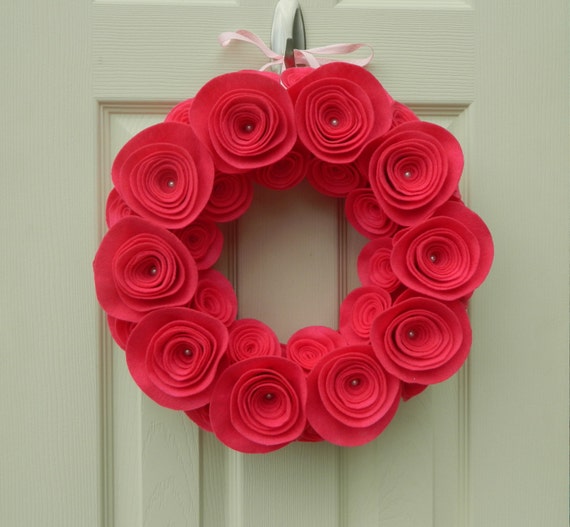 Items similar to Spring Wreath, Summer Wreath - Shocking Pink Eco ...