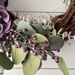 Baby Wreath Anemone Wreath Twig Wreath Purple Wreath Eucalyptus Wreath Succulent Wreath Summer Wreath Spring Wreath image 4