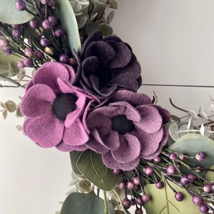 Baby Wreath Anemone Wreath Twig Wreath Purple Wreath Eucalyptus Wreath Succulent Wreath Summer Wreath Spring Wreath image 3