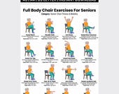 Chair Exercises for Seniors Printable | Full Body Seated Workout Chart for Men & Women 60+ | Gentle Low Impact Elderly Home Fitness PDF