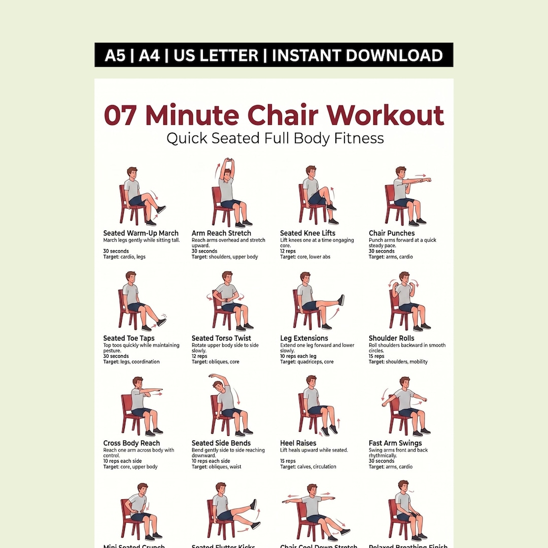 Chair Exercises/workout for Women and Men, 07 Minute Seated Chair ...